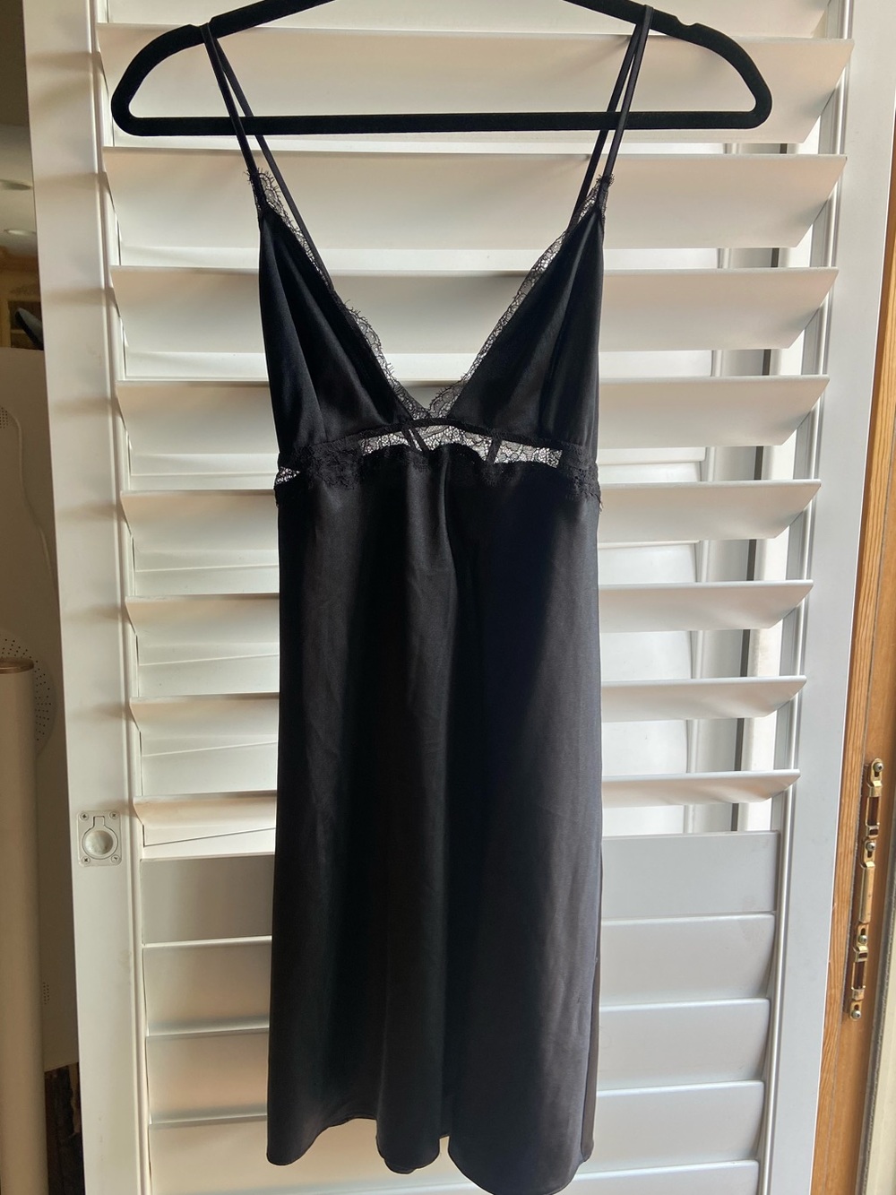 Victoria's Secret Black Lace-Trim Slip Chemise